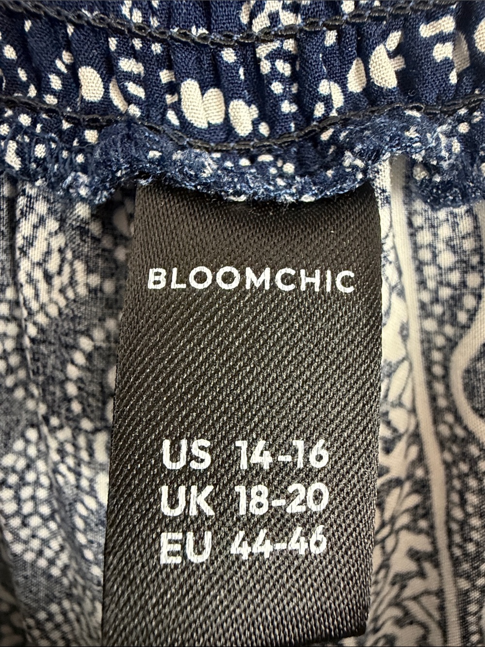 BloomChic Wide Leg Palazzo Pants Plus Size 14/16 Navy White Boho Pull On - Picture 9 of 10